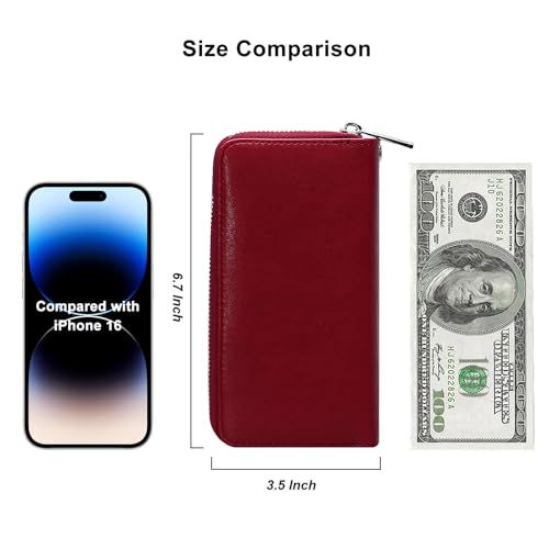 Image of Double Zipper Wallet for Woman Clutch Purse with Cell Phone Holder for Smartphone /Card /Coin /Cash