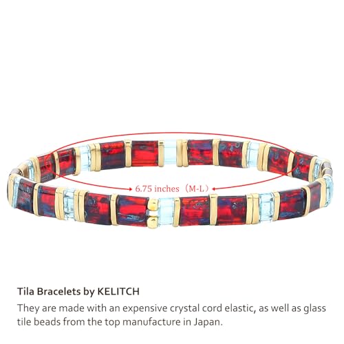 Image of KELITCH Women Stretch Bracelets Pearl Charms Tila Shell Beaded Friendship Bracelet