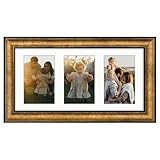 Golden State Art, 7x14 Antique Gold Photo Collage Frame with White Mat displays (3) 4x6 Pictures - Great for Dad Gifts from Daughter Son
