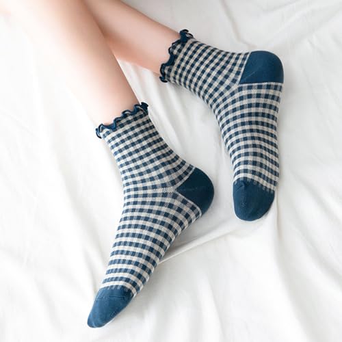 Women'sRuffleSocks6Pairs,CuteTurn-CuffAnkleSocks,BreathableCottonBlend,US5-9,MachineWash,Office/Sport/Gift3