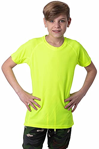 Mivaro Jungen Sport Shirt Trikot Funktionsshirt Laufshirt Fußball Training Tshirt, Größe:146/152, Farbe:Neongelb Cover