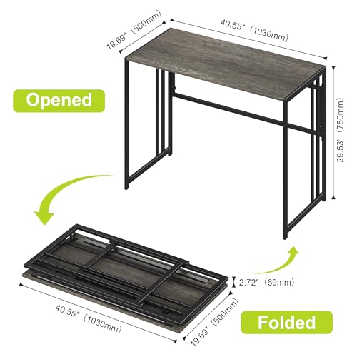 Image of Elephance 40 inch Folding Computer Desk No Assembly Needed Foldable Small Home Office Desk Study Writing Desk Gaming Table for Small Space