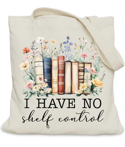 Image of Book Lovers Gifts Tote Bag for Bookish Readers, Aesthetic Book Tote Bag for Librarian, Medium Size with Inner Pocket