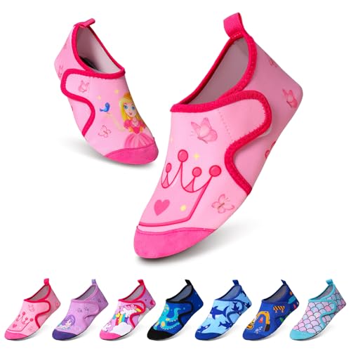 Tolaler Calcetines de Piscina Bebe, Zapatos de Playa para Niños con Suela Gruesa Antideslizante Zapatos de Playa para Niños Flexible Transpirable Secado Rápido Niños Niña 22-35EU