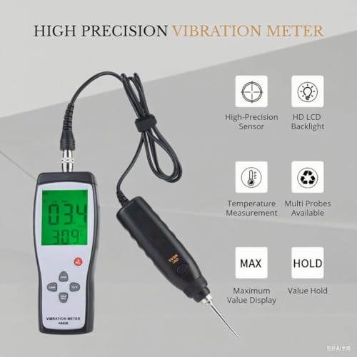 Vibration Analyzer Tester, AS63B LCD Vibration Tester Meter Vibrometer Gauge Analyzer Vibration Tester