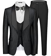 MAGE MALE Mens 3 Piece Floral Tuxedo Suits Slim Fit Paisley Shawl Lapel Suit for Dinner Prom Wedding