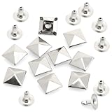 CRAFTMEMORE 100pcs Spike Rivet Pyramid Rapid Rivet Studs Glam Rock Biker Nailheads Leathercraft Decorations (10 MM, Silver)
