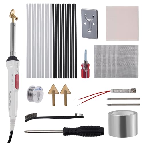 100W Plastic Welding Kit 2-in-1 Plastic Welder & Soldering Iron Kit 3-Speed Adjustment Temp Soldering Kit with 40pcs Rods 5 Soldering Tips Surface Repair Tool for Car Bumper Dashboard (White)