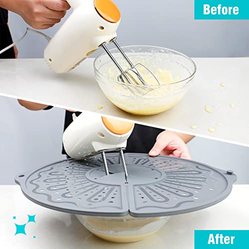 Image of Foldable Silicone Splatter Screen for 10-12 inch Pans, BPA-Free, Gray | Foldable Splash Guard, Multi-Use Grease Splatter Guard /Trivet Mat,Non-Stick Oil Splatter Guard, Dishwasher Safe