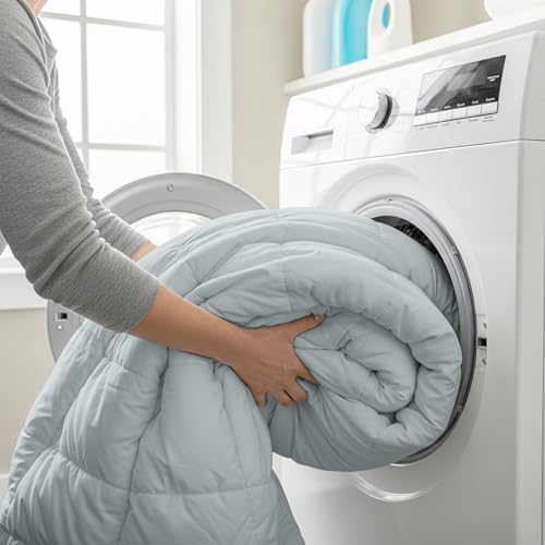 Image of Utopia Bedding Comforters California King Size, All Season Duvet Insert, Down Alternative Box Stitched Bed Comforter with Corner Tabs, Machine Washable (Light Grey)