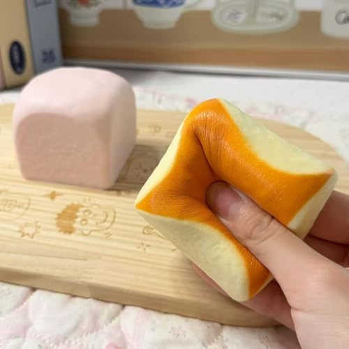 Image of Butter Slow Rising Squishy,Squishy Toy,Dumpling Stress Balls,Fidget Toy (Pink Yellow Hawaiian Roll squishy)