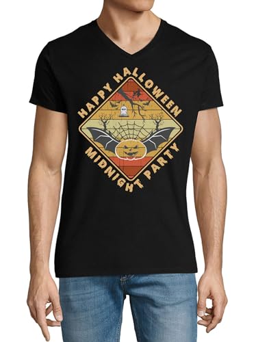 T-shirt Halloween col en V pour homme idéal pour soirée Midnight Party