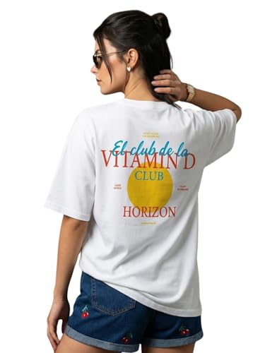 Image of JUNEBERRY Pure Cotton Oversized Drop Shoulder T-Shirt for Women | Front & Back Print, Half Sleeve, Baggy Fit, Round Neck | Sizes S-XXL