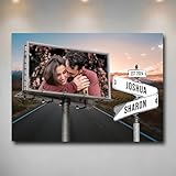 Personalized Canvas Vintage Crossroads Street Sign With Photo, Custom Name And Picture Vintage Street Sign Street Wall Art Canvas Or Poster, Best Gift For Couple On Birthday Valentines