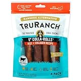 TRURANCH Collagen Rolls - 6" Collagen Rolls for Dogs - Long Lasting Healthy Joint Support Dog Treat - Rawhide Alternative - Skin & Coat Health - Made with Real Beef, 1 Bag, 4 Count