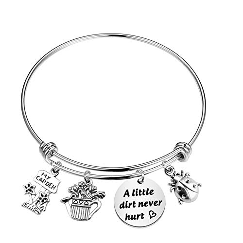 CHOORO Gardener Bracelet Gift Gardening Charm Bangle A Little Dirt Never Hurt Bracelet Yard Work Gardening Jewelry Gift for Gardening Lover Horticulturist