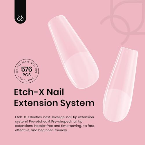 Image of Beetles Gel Nail Tips Short Coffin 576 PCS Half Matte Pre-Shape Fake Nails 12 Sizes Full Cover Acrylic False Nails Extension DIY Manicure Gifts for Women