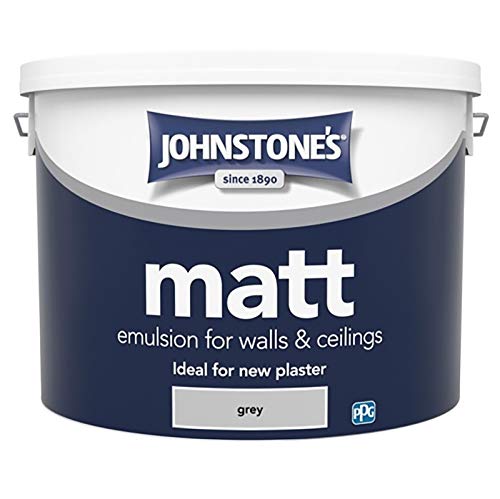 Johnstone's 10L Contract Matt Emulsion Grey Paint Walls Plaster Build Home House