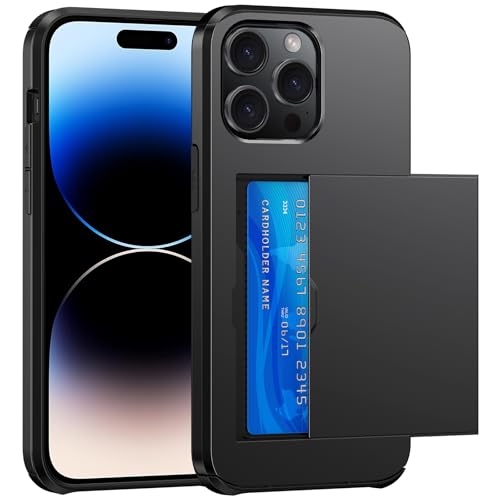SZSSZSM Wallet for iPhone 14 Pro Case with Card Holder Black
