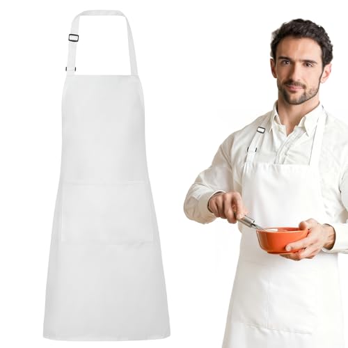 Xialvyu Tablier de cuisine pour homme et femme - Réglable - Avec 2 poches - En coton - Anti-taches...
