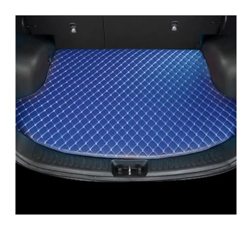 Tapis de coffre Tesla Model Y en cuir synthétique bleu sur mesure pour 5 places