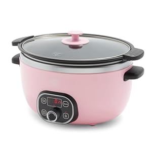 GreenLife 6 Quart Ceramic Slow Cooker, PFAS-Free, Programmable, Removable Healthy Nonstick Pot for Family Meals, Sear on Stovetop, Keep Warm, Digital Timer, Dishwasher Safe Glass Lid & Crock, Pink GreenLife 6 Quart Ceramic Slow Cooker PFAS Free Programmable Removable Healthy Nonstick Pot for Family Meals Sear on Stovetop Keep Warm Digital Timer Dishwasher Safe Glass Lid Crock Pink