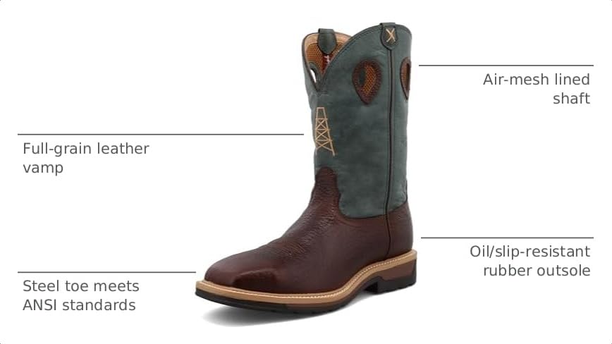 Image of Twisted X mens 12 inch Pull on Steel Toe Western Work Boot