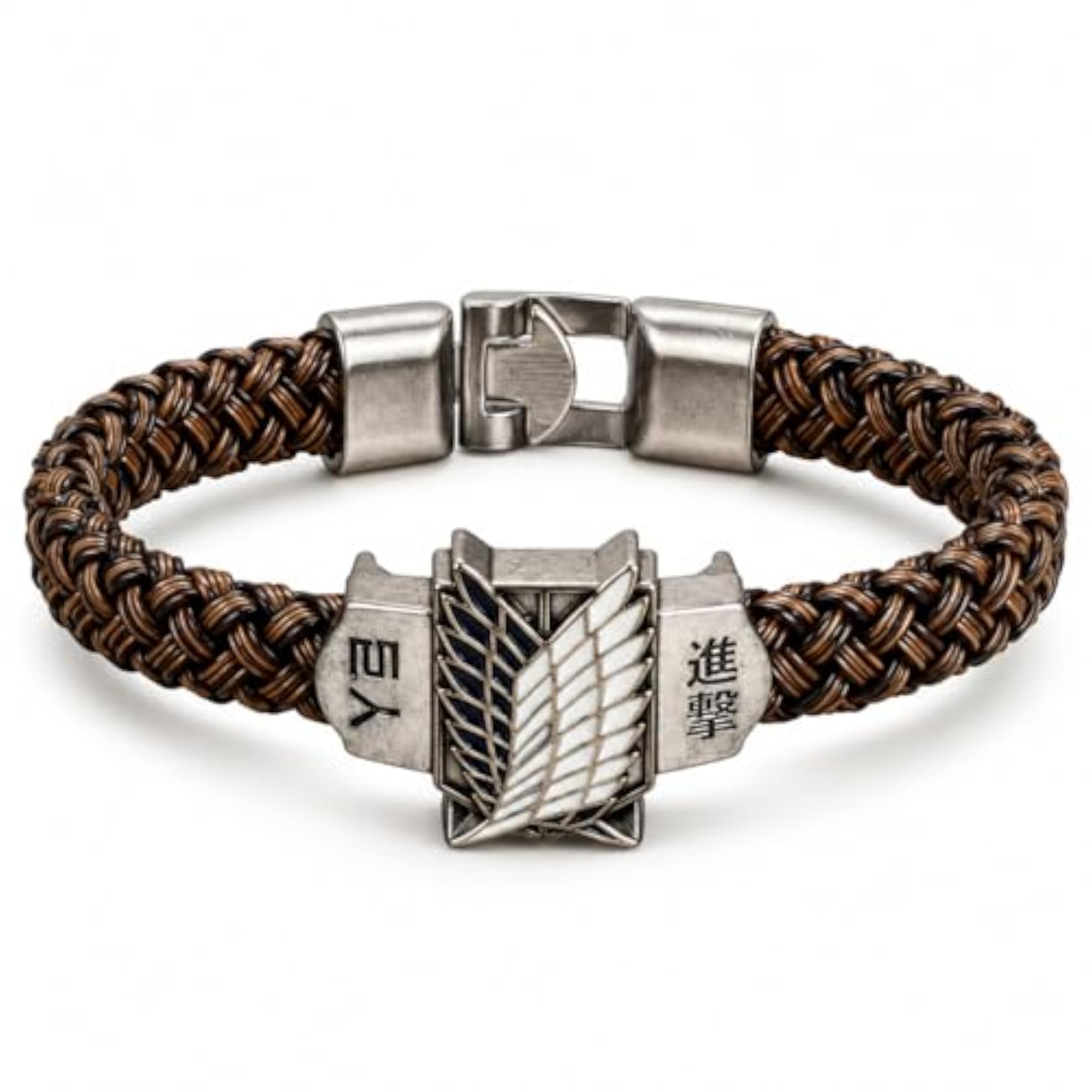 Anime-Inspired Faux Leather & Alloy Wristband Bracelet