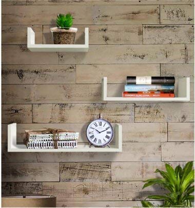 Wood Design Talent Wall Rack Living Room Shelf Set of 3 Wall Mounted U Rack Shelves for Living Room (White) (B078MKR4K9) Amazon Price History, Amazon Price Tracker