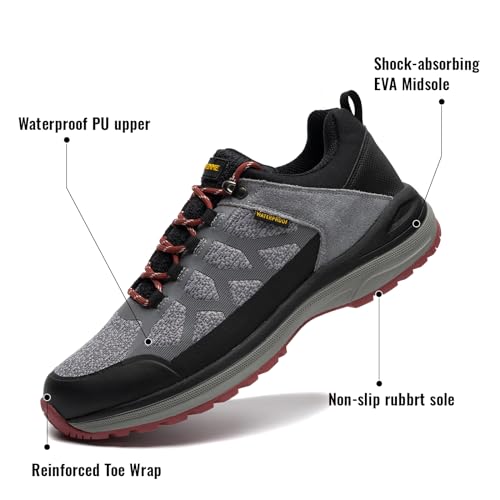 ANJOUFEMME Tênis de caminhada impermeável masculino leve respirável para trilhas de caminhada para u