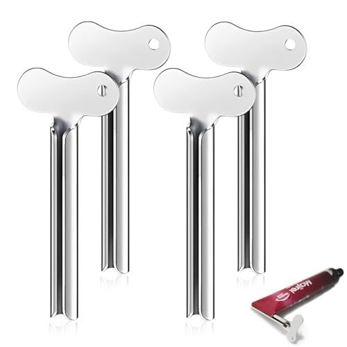 4 Unidades Exprimidor de Tubos de Acero Inoxidable, Tubo Exprimidor para Pasta de Dientes, Apretador De Tubos, Apto para Pasta de Dientes, Crema de Manos, Mostaza