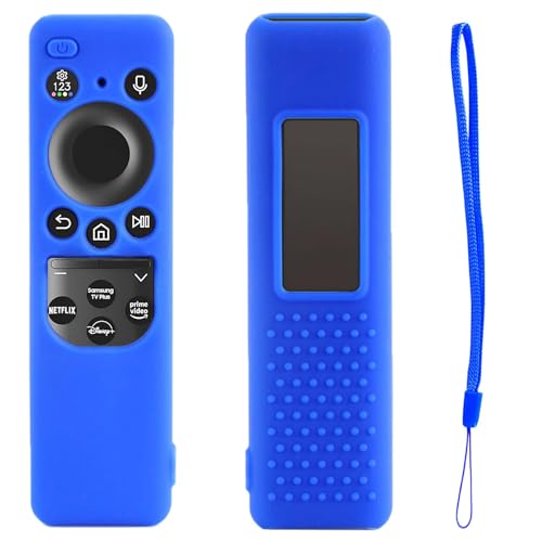 TOKERSE Silicone Remote Case for Samsung TV Remote 2023 New BN59-01432J BN59-01432A BN59-01432 TM2360E TM2361E Smart TV Solar Remote Control Protective Skin Sleeve Case Cover with Lanyard - DarkBlue