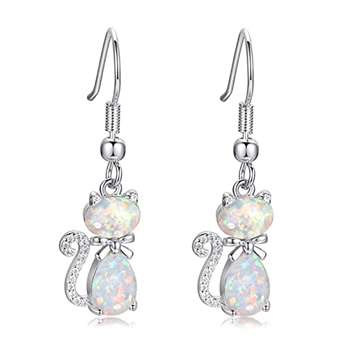 Boucles d'oreilles chat en cristal avec nœud bleu, le cadeau de mariage idéal