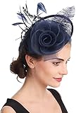 Fascinator Cerimonia Donna Cappello Clip Capelli Fiore Mesh Wedding Race Headband Cocktail Cappello Elegante Royal Ascot Floreale Derby Donne Wedding Tea Party Chiesa Fermaglio per Capelli