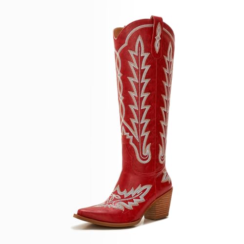 Orlynx Red Knee High Cowgirl Boots