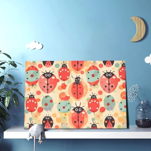 Impression sur toile coccinelles de qualité supérieure prête à être accrochée