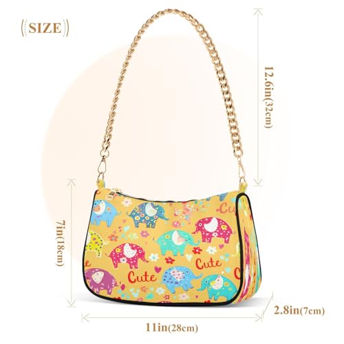 Shoulder Bag for Women Colorful Elephants Tote Handbag Crossbody Bag with Zipper Closure3