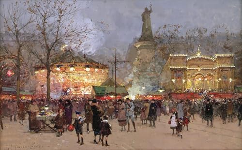 Tableau fête place de la République Paris pour décoration murale salon impression d'art 60x90