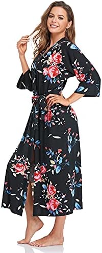 Women's Soft Robes Long Bath Robes Full Length Kimonos Sleepwear Dressing Gown,Solid Color