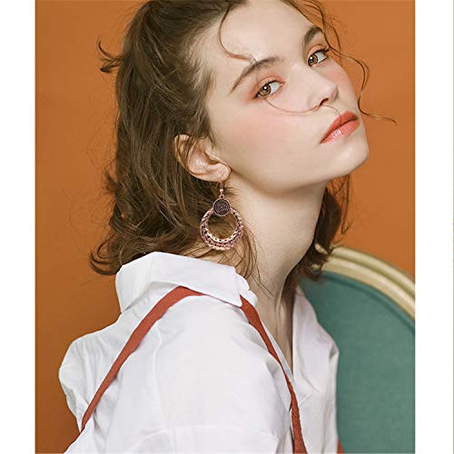 Damleng Unique Chic Bohemian Handmade Vintage Gold Silver Hollow Round Dangle Drop Earrings National Style Retro Crescent Hammered Hoop Earrings For Women Girls (Vintage Gold) #TOP4
