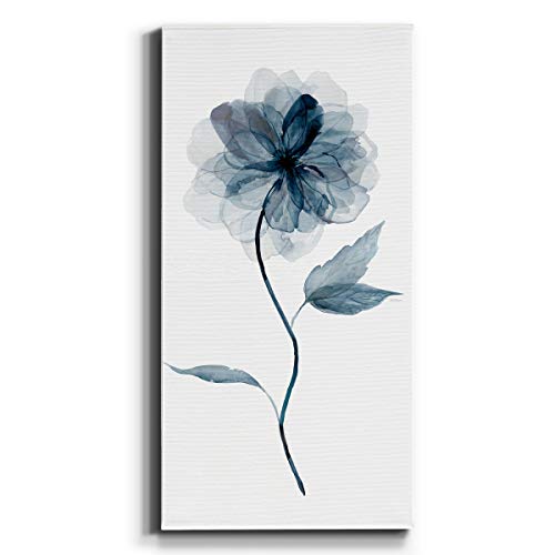 Renditions Gallery Canvas Floral Wall Art Nature Paintings & Prints Delicate Indigo Flower Modern Glam Romantic Canvas Artwork Decorations for Bedroom Office Kitchen - 8"x16" LT43