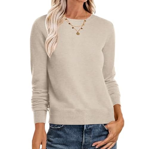 ANRABESS Women’s Long Sleeve Crewneck Classic 2024 Fall Soft Basic Pullover Sweaters Top