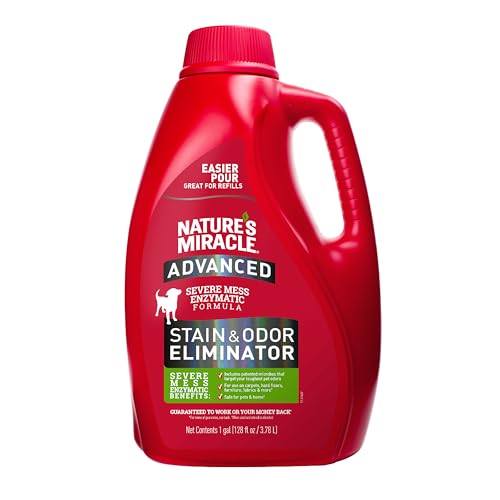 Nature’s Miracle Advanced Stain And Odor Eliminator for Dogs, Fresh Scent, Severe Mess Enzymatic Formula For Tough Pet Messes, 1 Gallon
