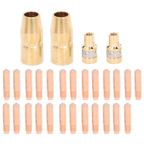 Welding Consumables Kit, Tips and Nozzles, Gas Diffusers for Miller Millermatic, Brass Material, Standard Size, Safe, 25Pcs 000067 Tips, 2Pcs 169715 Nozzles,