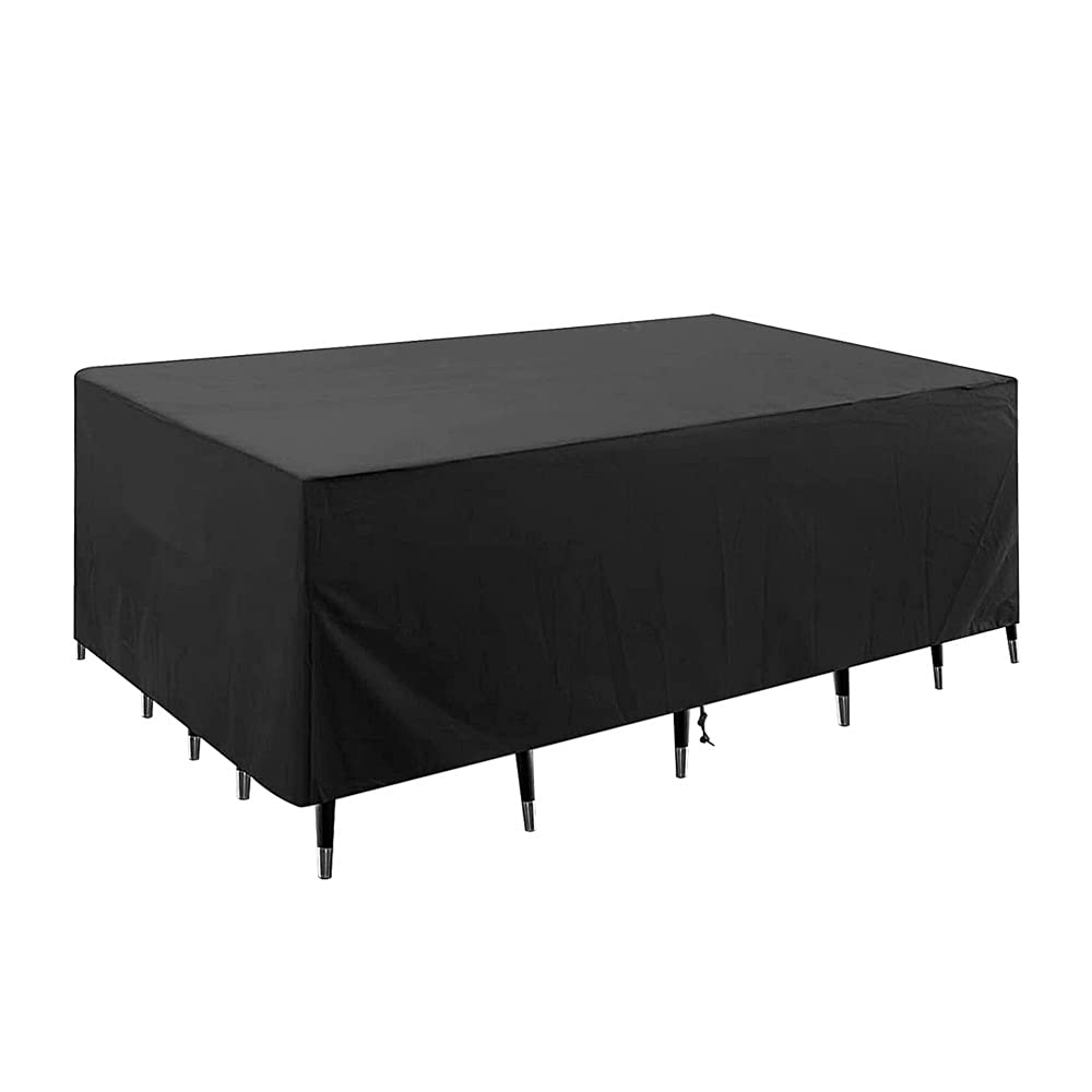 ND Patio Furniture Covers, Rectangular/Square Patio Table Covers Waterproof, Oxford UV Protection Outdoor Garden Table Set Cover with Taped Seam and Windproof Buckles (180 * 120 * 74cm, Black)