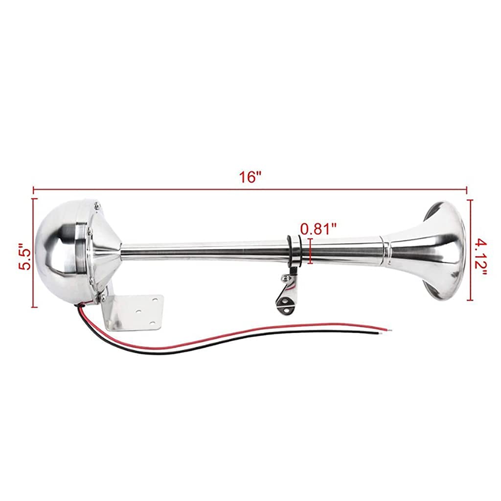 zalati Marine Single Air Horn 125dB Edelstahl Super Laute Trompete für Marine LKW RV Anhänger SUV Zug