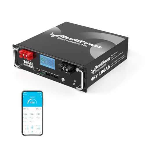 NewtiPower 48V 100Ah 3U 10.2KW Server Rack Lithium LiFePO4 Battery with 10.2KWMonitor&100A BMS Grade...