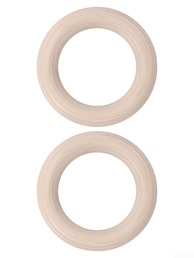 Juego de 2 anillos de gimnasia de madera maciza de abedul antideslizantes absorbentes del sudor 28 mm 15 cm