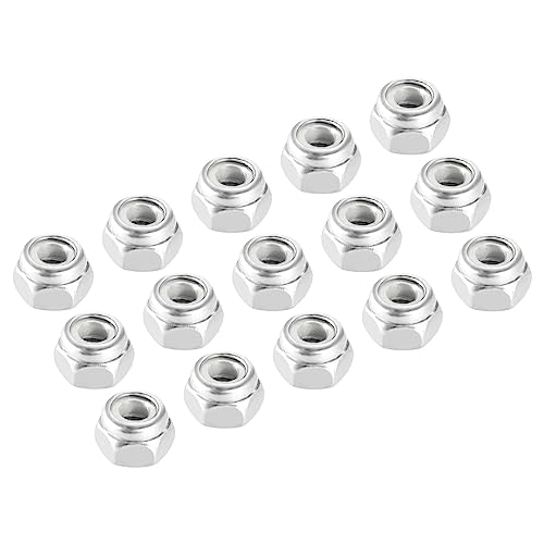 METALLIXITY 六角ロックナットファスナー M2.5x0.45mm 50個入り 304ステンレス鋼 ナイロンインサート セルフロックナット 車のガレージ用 船舶の機械設備用 シルバートーン