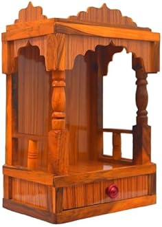 SLPL skylight Wooden Temple, Home Temple, Pooja Ghar for Home, 24 x 18 x 36 cm